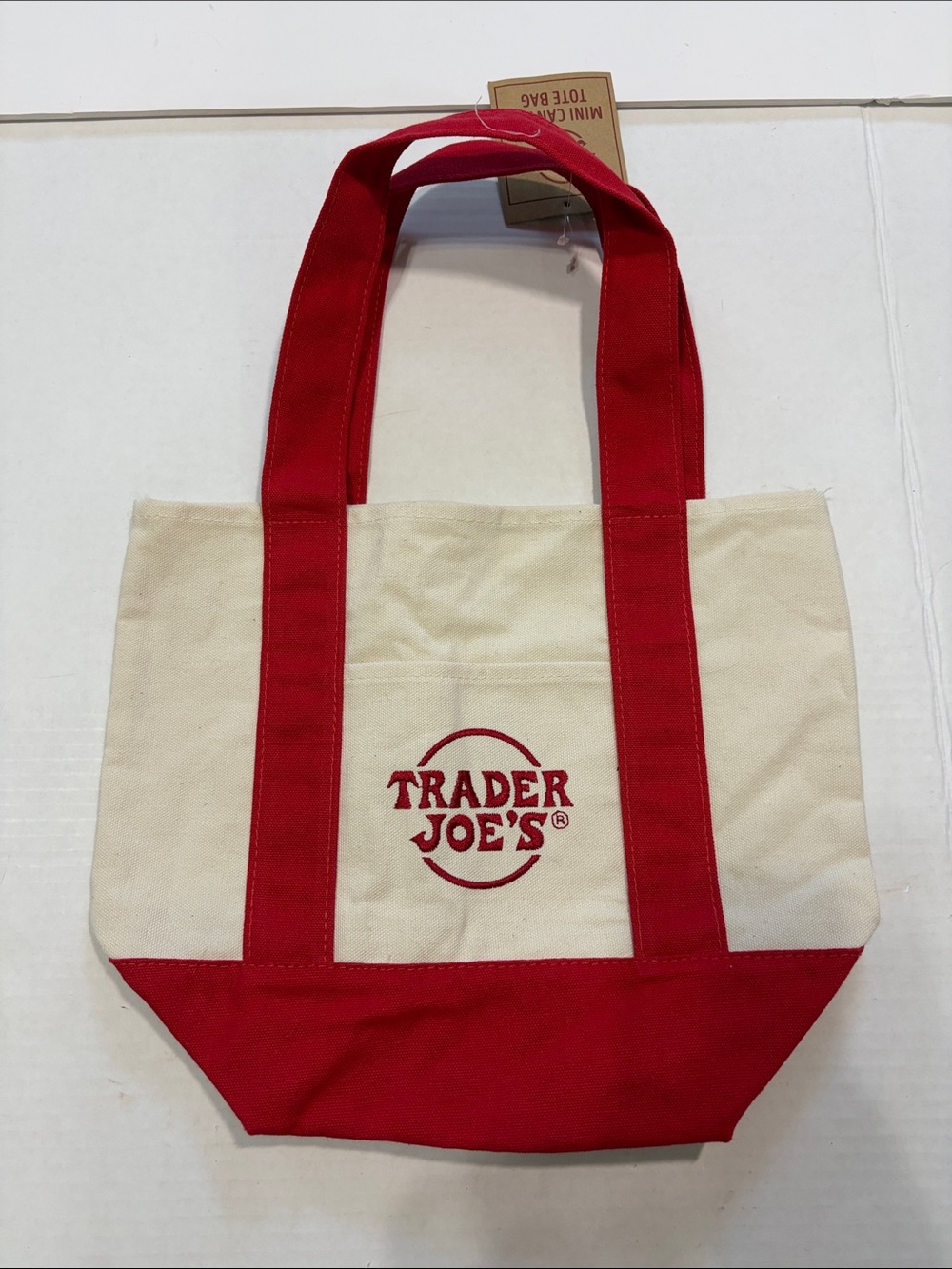 Trader Joe's Red & Cream Canvas Tote